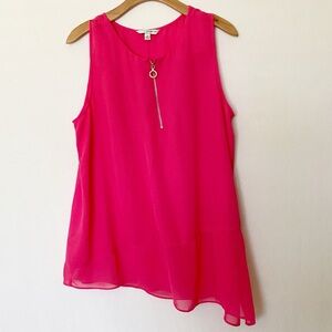 Counterparts Womens Pink Asymmetrical‎ Tank Top Light and Flowy Size XL Career